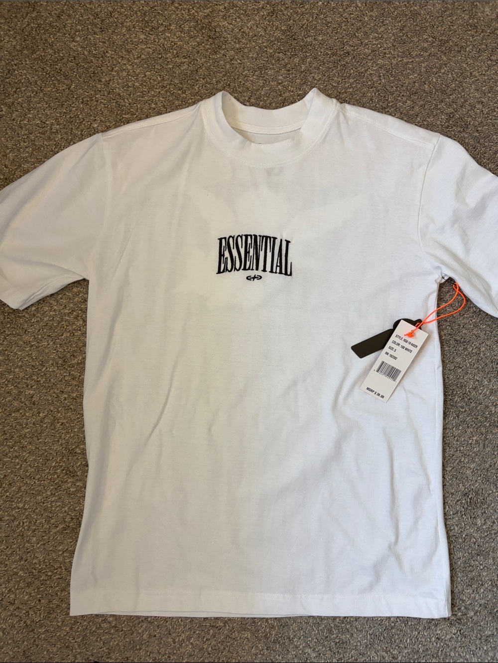 Essentials White Short Sleeve Logo Tee Angel Black Embroidery NWT